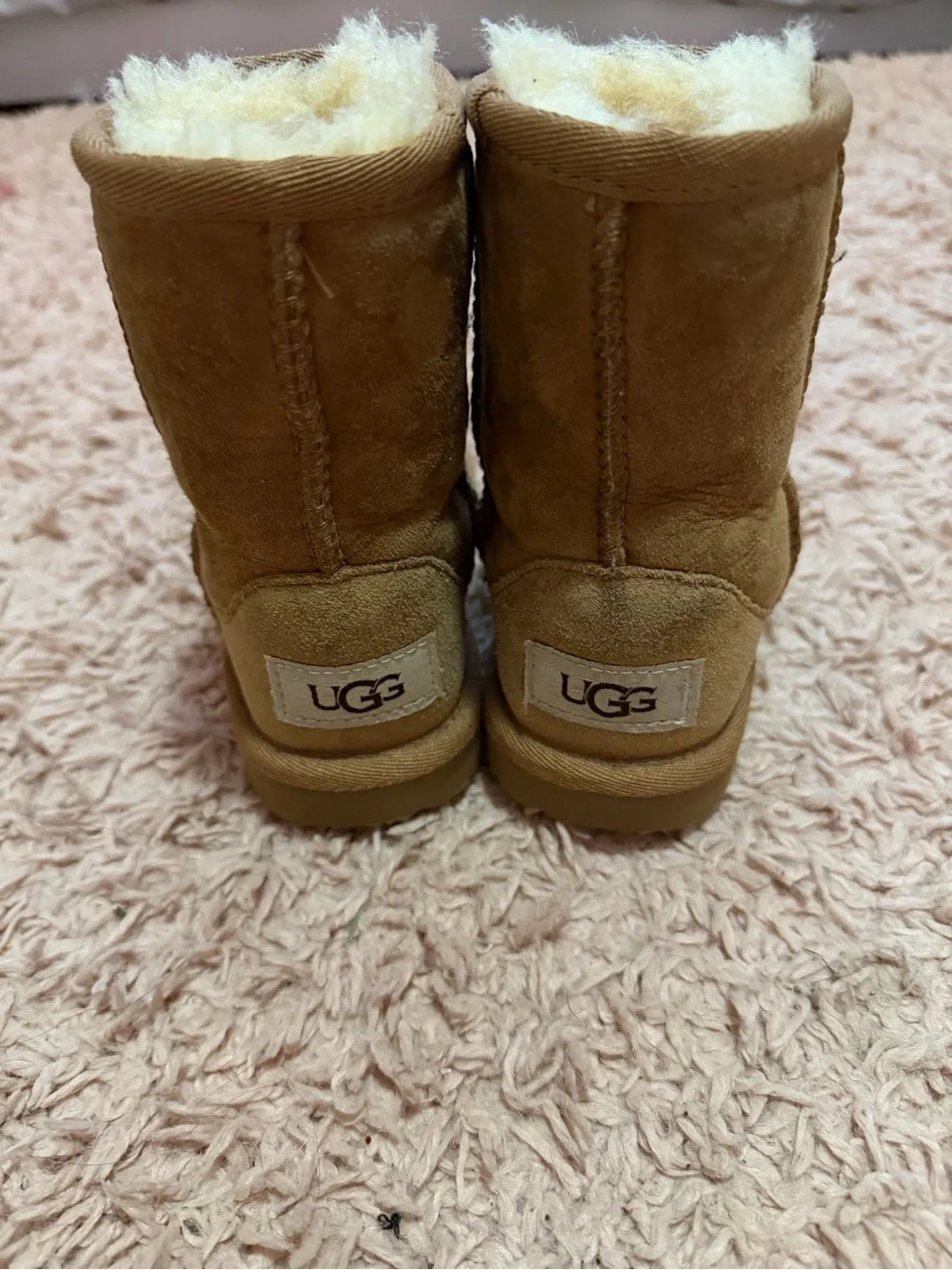 UGG Toddler Suede Shearling Boots in Chestnut Brown